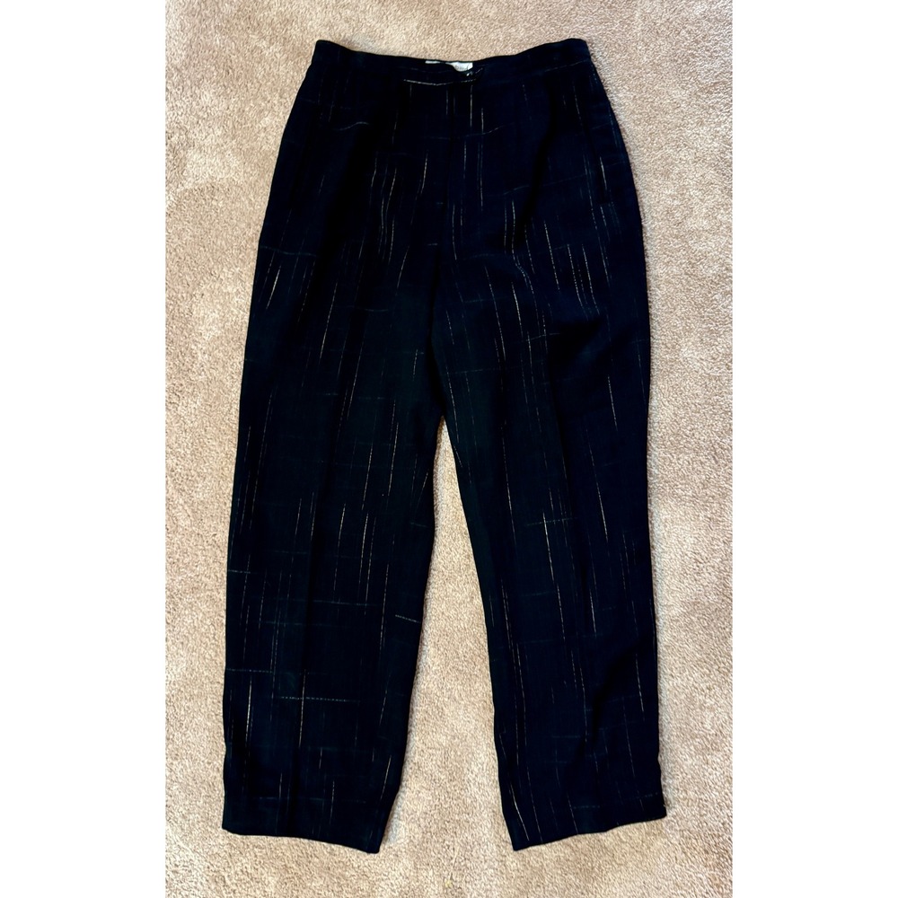 Dressbarn Black Striped Lined Wide Leg‎ Trousers Women's Size 8